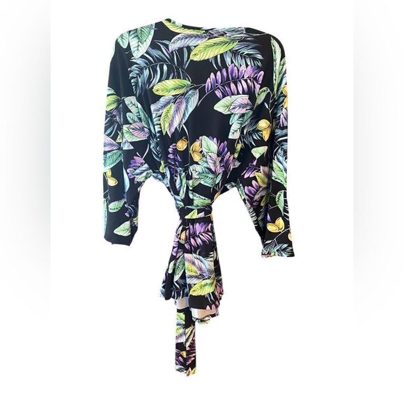 Linea Donatella Sz XL 2-Piece Black Lemon Luxury Wrap Robe & Bottoms Loungeware - Picture 3 of 8